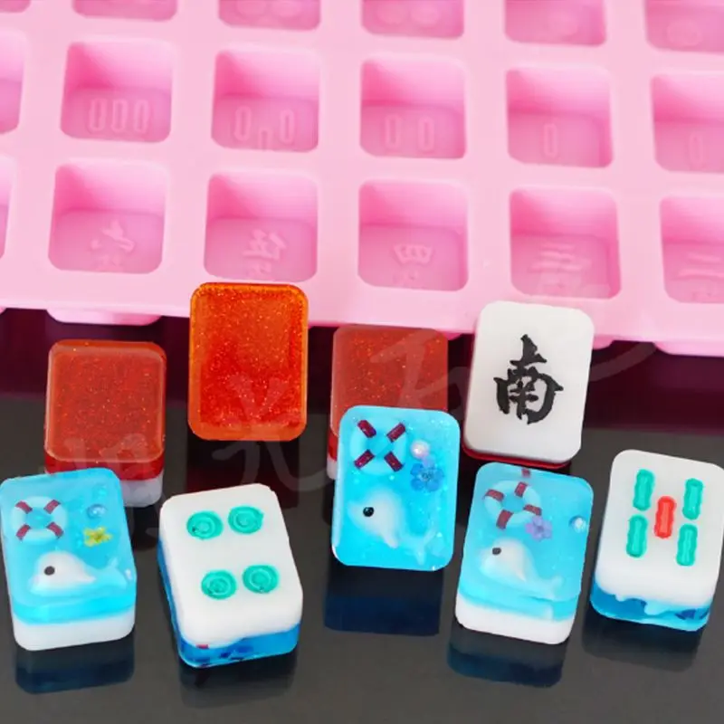 Mahjong Resin Mold for Chinese Mahjong Silicone Mold Epoxy Silicone Molds with 35 Cavities for DIY Craft