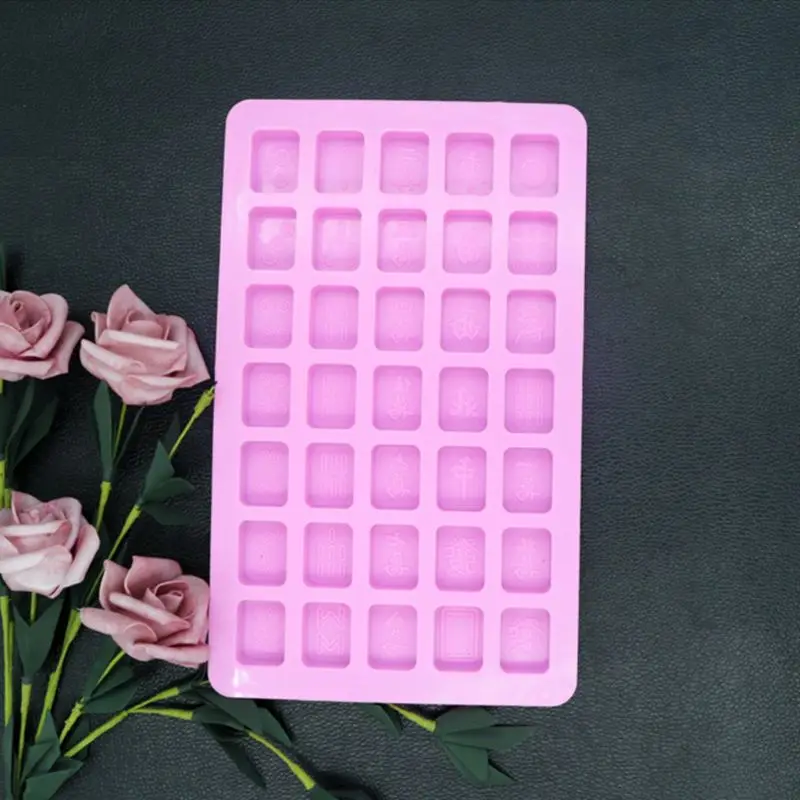 Mahjong Resin Mold for Chinese Mahjong Silicone Mold Epoxy Silicone Molds with 35 Cavities for DIY Craft