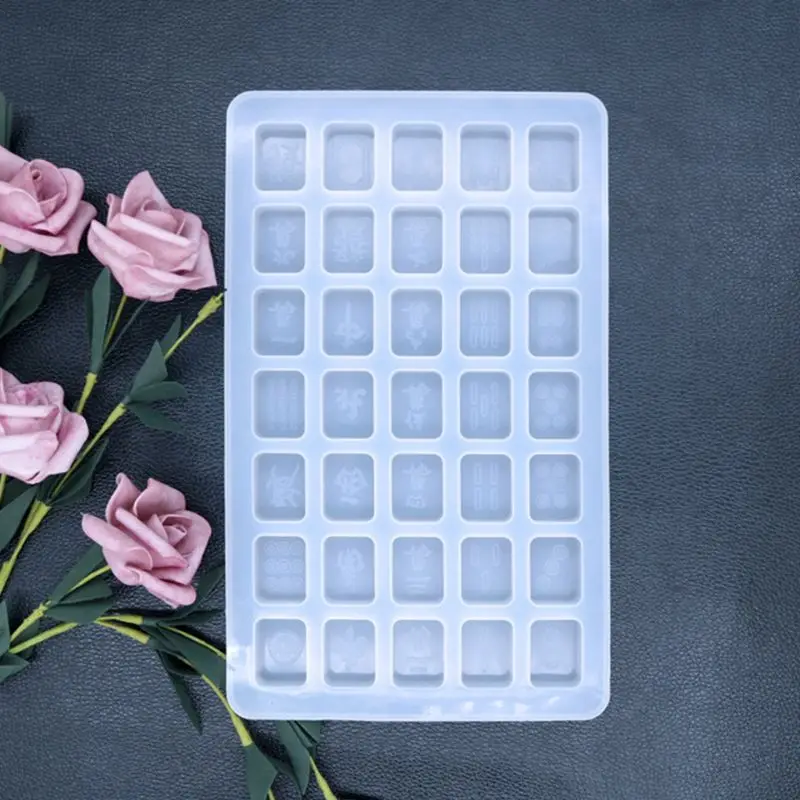Mahjong Resin Mold for Chinese Mahjong Silicone Mold Epoxy Silicone Molds with 35 Cavities for DIY Craft