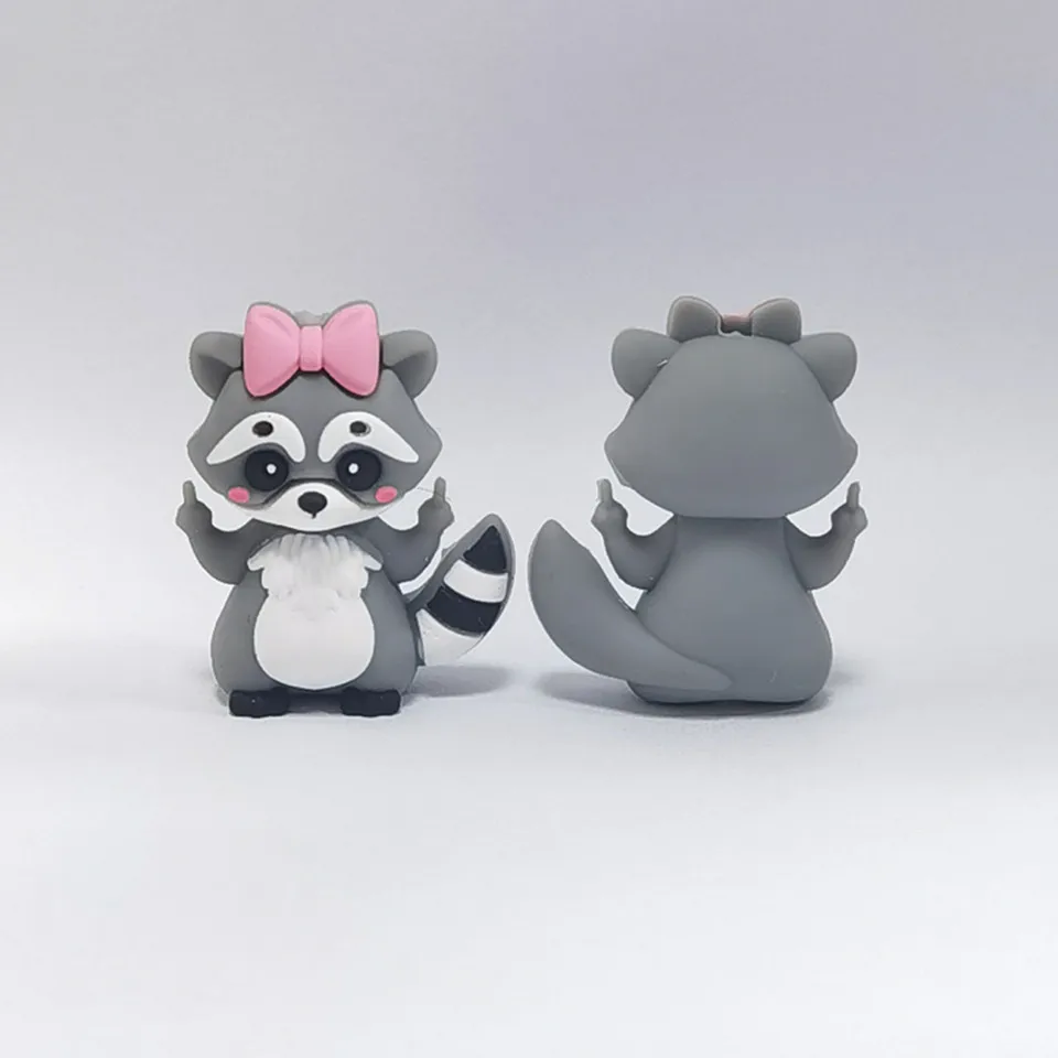 20pcs 3D Raccoon Silicone Beads Animal focal beads For Jewelry Making DIY Pacifier Chain Bracelet Necklace Jewelry Accessories