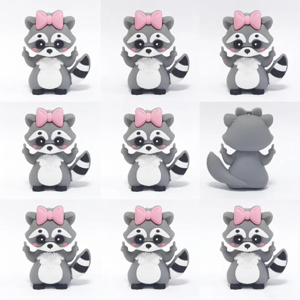 20pcs 3D Raccoon Silicone Beads Animal focal beads For Jewelry Making DIY Pacifier Chain Bracelet Necklace Jewelry Accessories