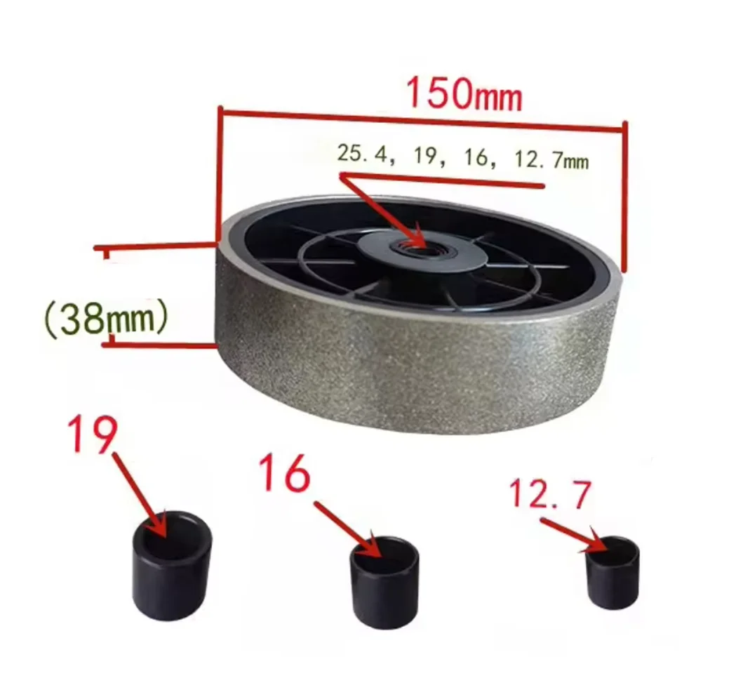 6 inch Diamond Grinding Wheel 150x38x25.4mm Hole with 3pc Sleeve Reducer 19 to 16 to 12.7 Electroplated Alloy Polishing Wheel