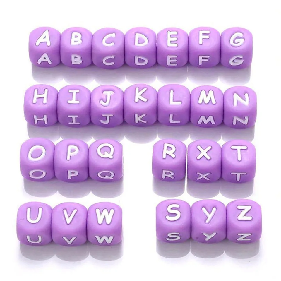 100pc Letter Silicone Beads BPA Free12mm Silicone Bead for Jewelry Necklace Making DIY Pacifier Chain Clips Baby Toys Accessorie
