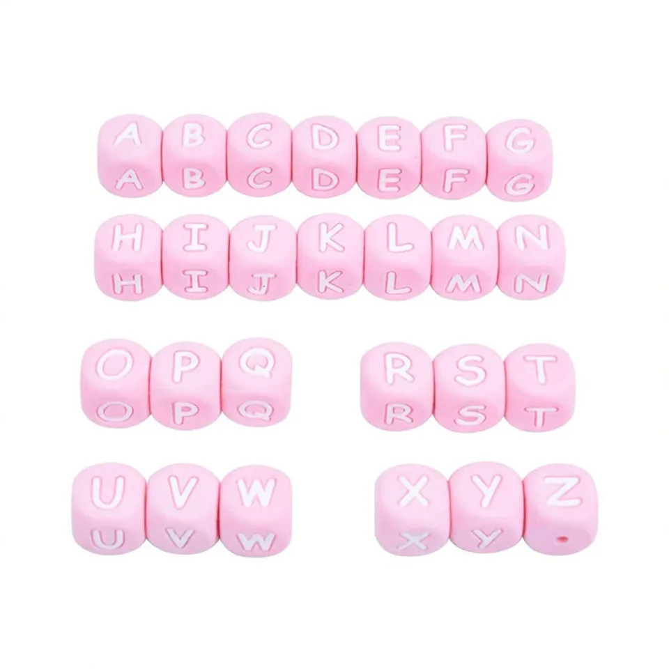100pc Letter Silicone Beads BPA Free12mm Silicone Bead for Jewelry Necklace Making DIY Pacifier Chain Clips Baby Toys Accessorie