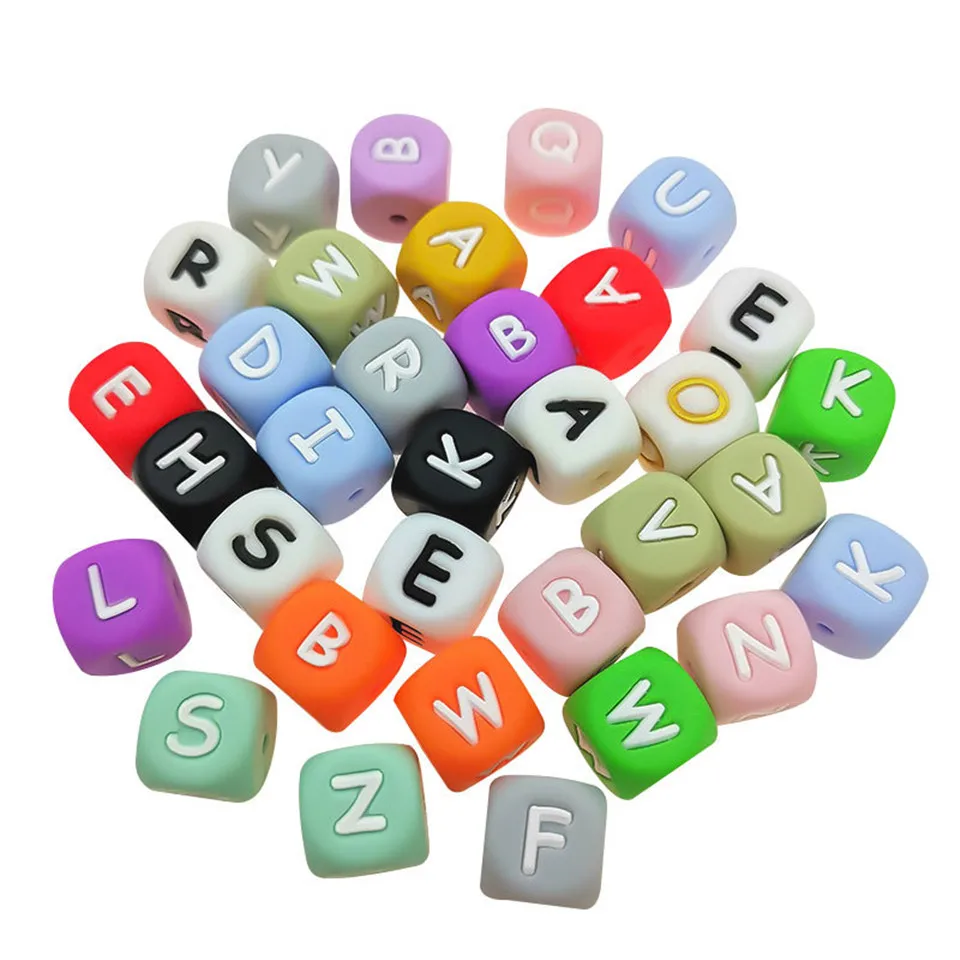 100pc Letter Silicone Beads BPA Free12mm Silicone Bead for Jewelry Necklace Making DIY Pacifier Chain Clips Baby Toys Accessorie