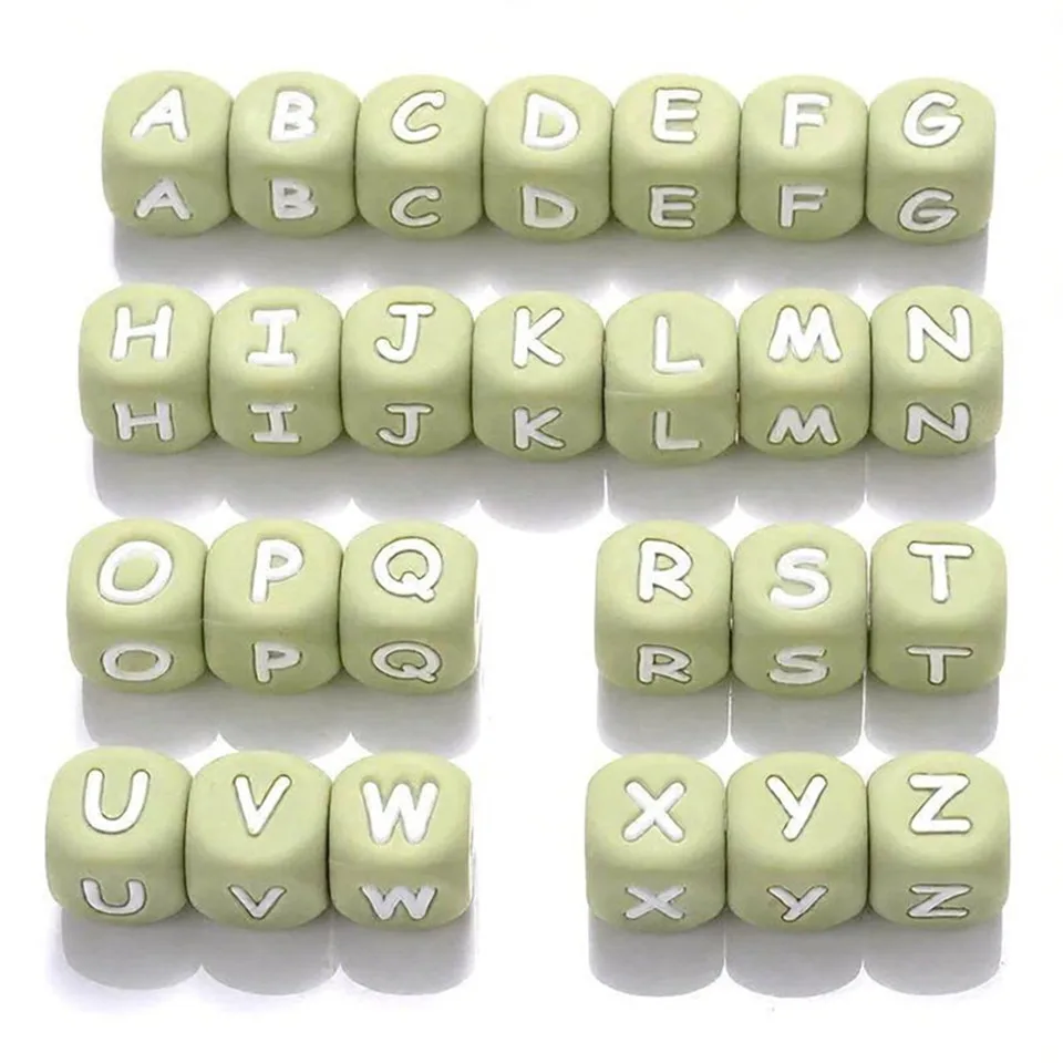 100pc Letter Silicone Beads BPA Free12mm Silicone Bead for Jewelry Necklace Making DIY Pacifier Chain Clips Baby Toys Accessorie