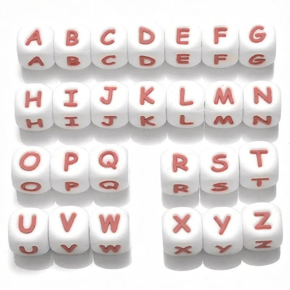 100pc Letter Silicone Beads BPA Free12mm Silicone Bead for Jewelry Necklace Making DIY Pacifier Chain Clips Baby Toys Accessorie