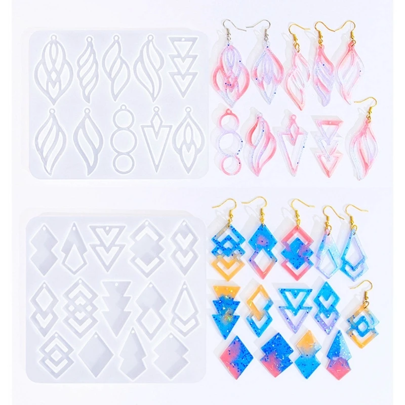 Convenient Silicone Molds Geometric Hollow Earrings Moulds Unique Jewelry Pendant Moulds Earring Making Mold for Earring R3MC