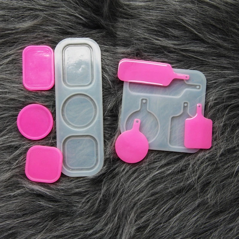 Miniature Food Candy Biscuits Tray Silicone Mold Mini Dessert Tray Plate Uv Resin Mold Food Play Round Keychain Silicone Mold