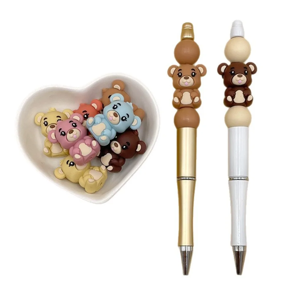 20Pcs 3D Silicone Beads Food Grade Cartoon Focal Beads For Jewelry Making DIY Pen KeyChain Accessories Baby Silicone Beads