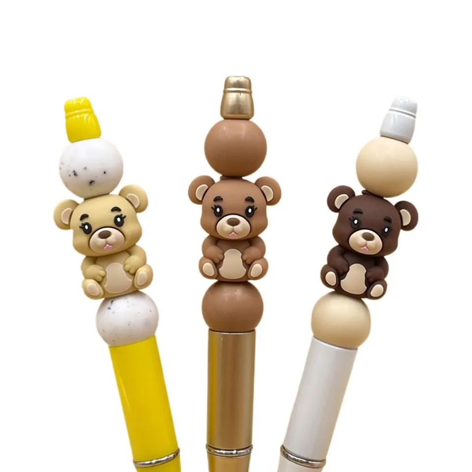 20Pcs 3D Silicone Beads Food Grade Cartoon Focal Beads For Jewelry Making DIY Pen KeyChain Accessories Baby Silicone Beads