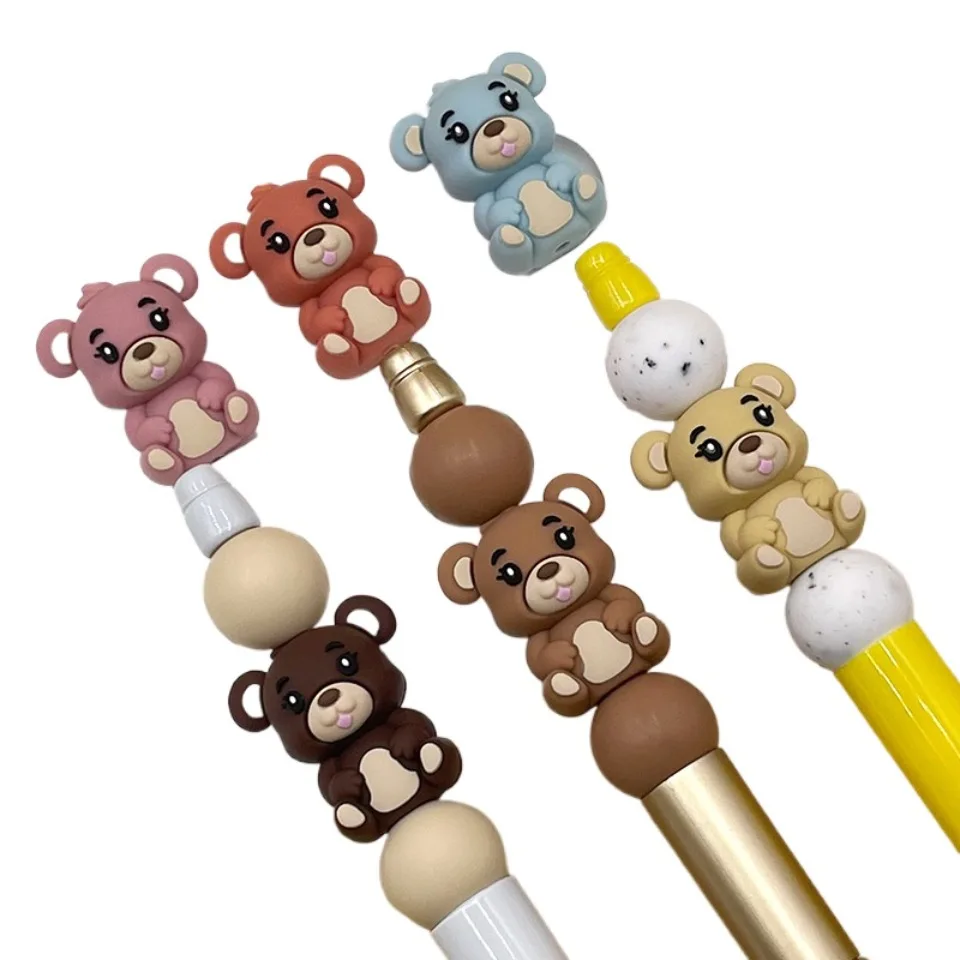 20Pcs 3D Silicone Beads Food Grade Cartoon Focal Beads For Jewelry Making DIY Pen KeyChain Accessories Baby Silicone Beads
