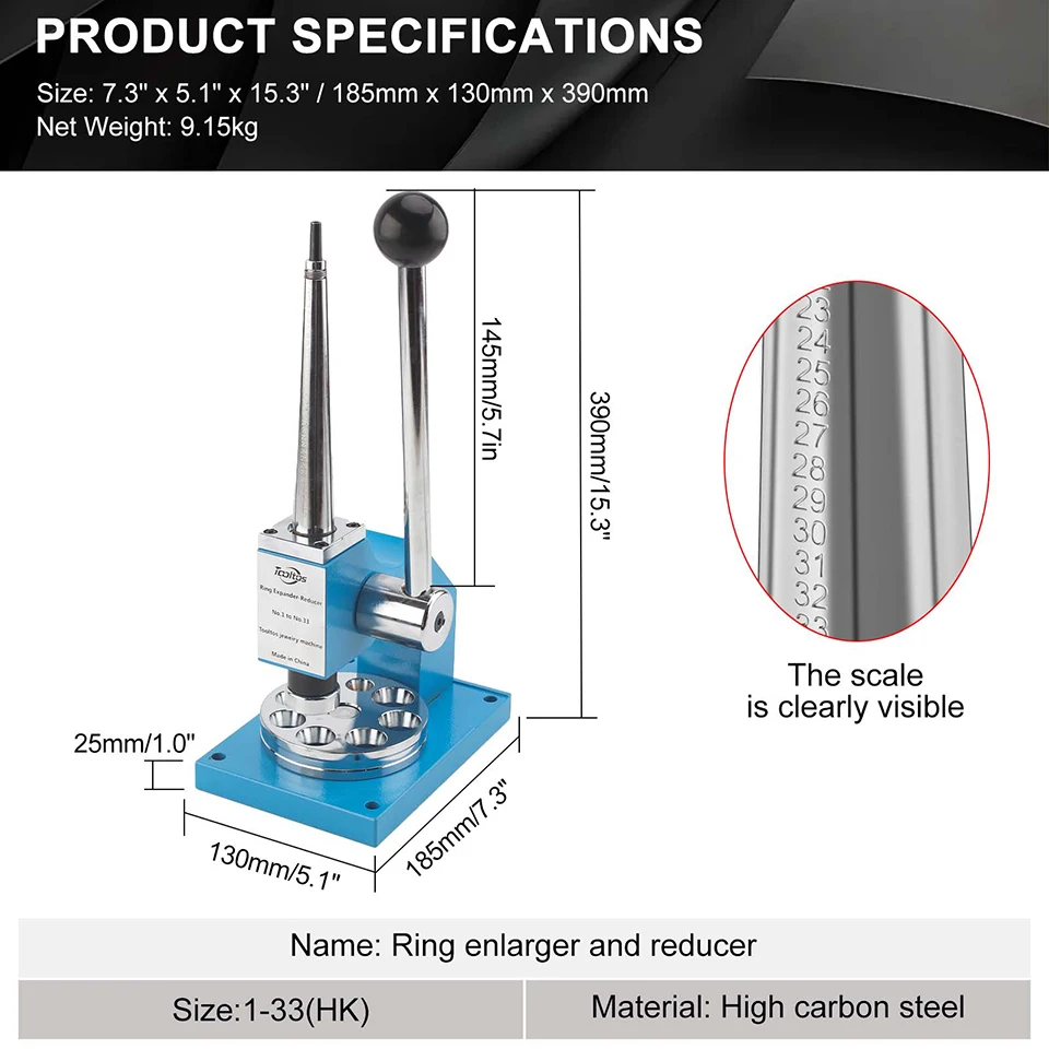 Jewelry Ring Enlarger Reducer Tool High Carbon Steel Ring Resizing Machine for Jewelry Making Repair Stretching Tool