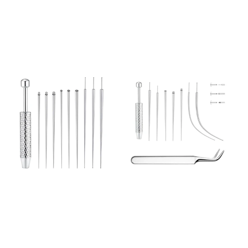 Grasper And Curved Piercing Guide Needle Set For Easy Accurate Body Piercing On Sensitive Skin