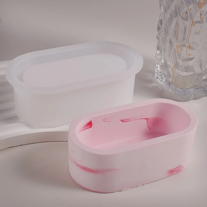 Homemade Succulent Plant Pot Silicone Mold Planter Mold Fashion Oval Jewelry Storage Container Mold DIY Craft