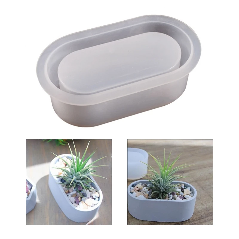 Homemade Succulent Plant Pot Silicone Mold Planter Mold Fashion Oval Jewelry Storage Container Mold DIY Craft