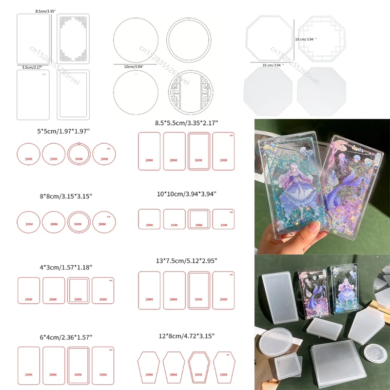 11 Typs Retro Geometric Shape Quicksand Mold Empty Plates Clear Acrylic Blank Plate DIY Quicksand Blank Card Brick