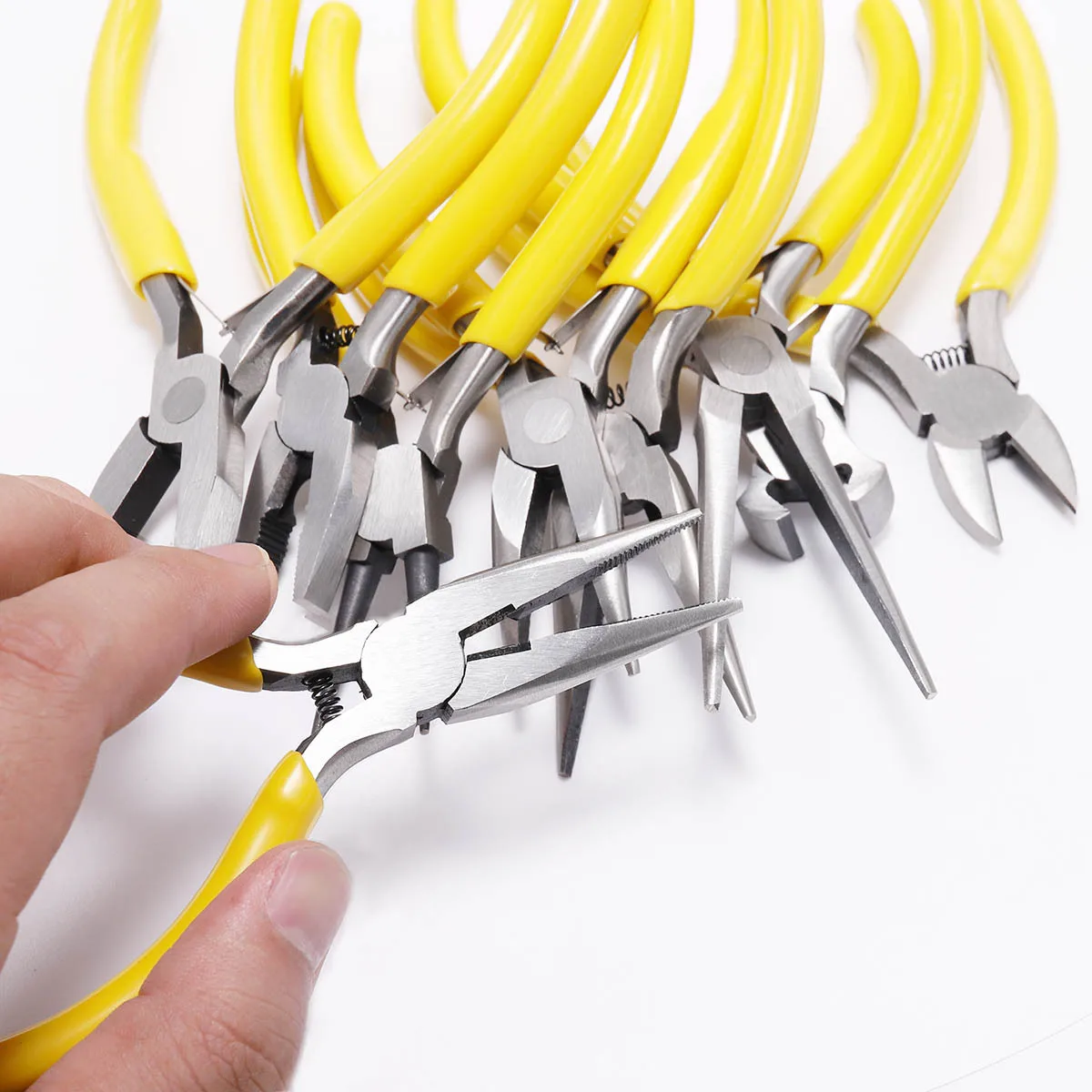 1 Piece Stainless Steel Needle Nose Pliers Jewelry Making Hand Tool Yellow 12.5cm