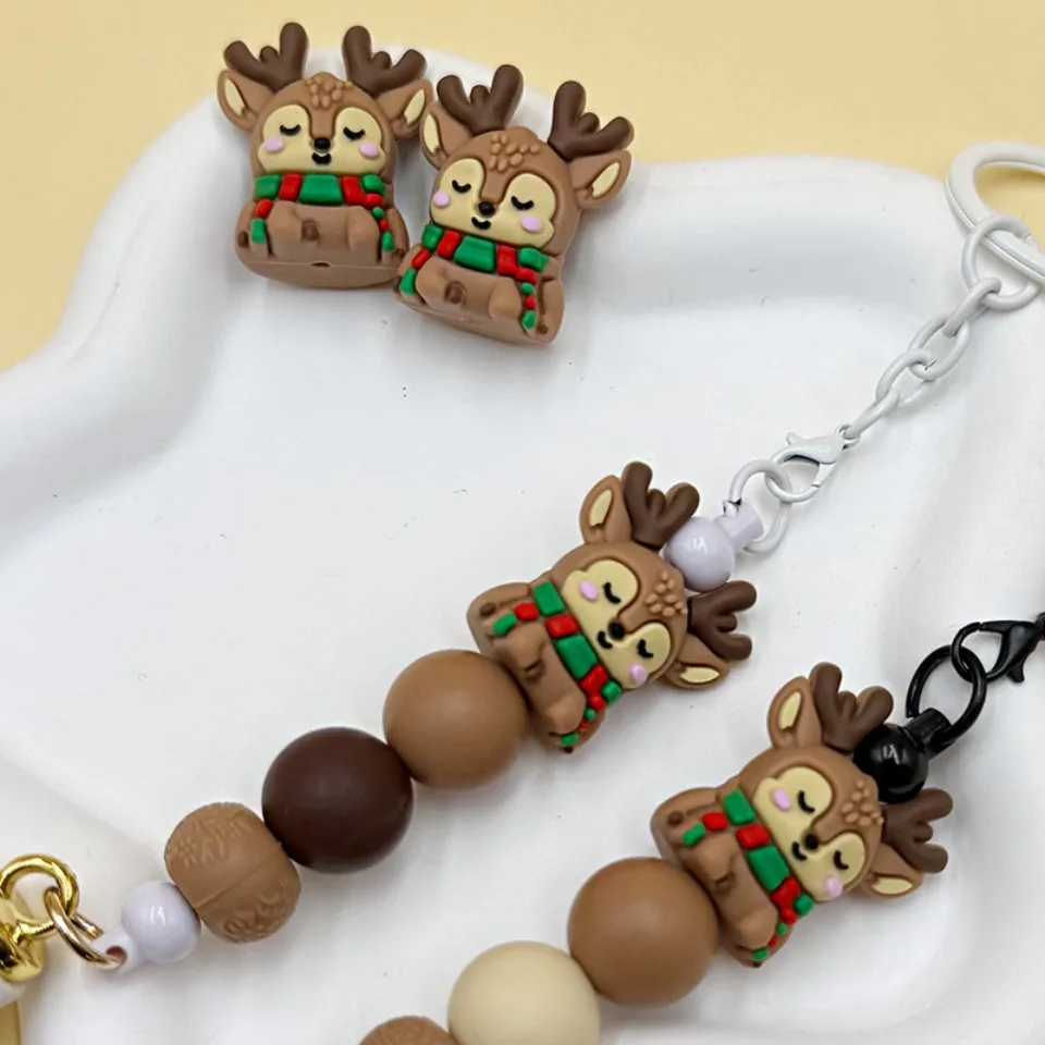 20pcs New 3D Silicone Beads Food Grade Cartoon Focal Beads For Jewelry Making DIY Pen KeyChain Accessories Baby Silicone Beads