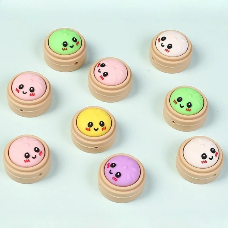 20pcs New 3D Silicone Beads Food Grade Cartoon Focal Beads For Jewelry Making DIY Pen KeyChain Accessories Baby Silicone Beads