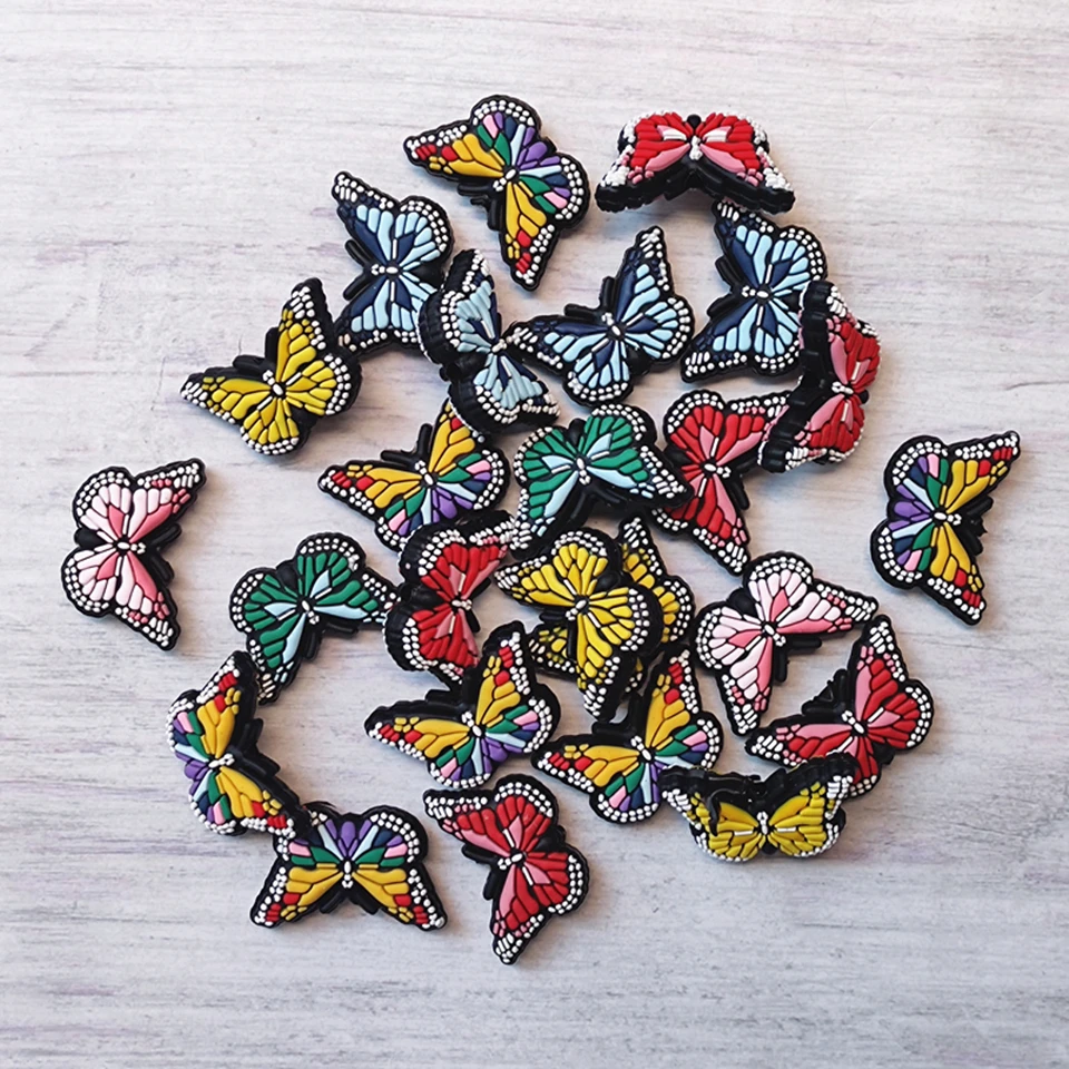 20pcs Butterfly Silicone Beads BPA Free Food Grade Silicone Teether Beads DIY Pacifier Chain Jewelry Accessorie Focal Bead Bulk