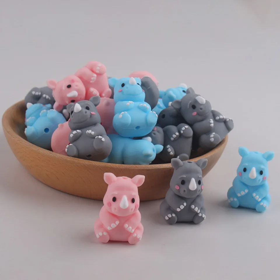 20Pcs New 3D Silicone Beads Food Grade Cartoon Focal Beads For Jewelry Making DIY Pen KeyChain Accessories Baby Silicone Beads