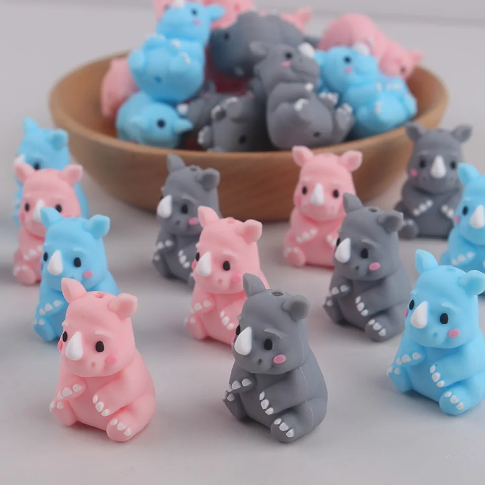 20Pcs New 3D Silicone Beads Food Grade Cartoon Focal Beads For Jewelry Making DIY Pen KeyChain Accessories Baby Silicone Beads