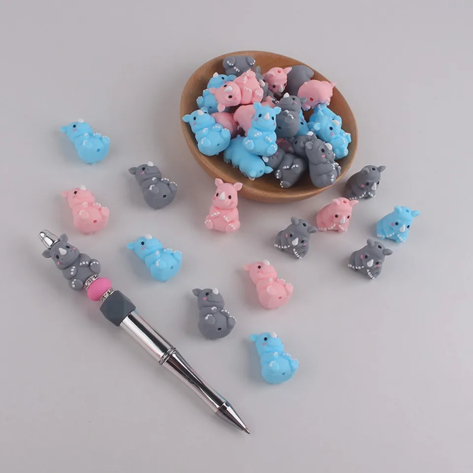 20Pcs New 3D Silicone Beads Food Grade Cartoon Focal Beads For Jewelry Making DIY Pen KeyChain Accessories Baby Silicone Beads