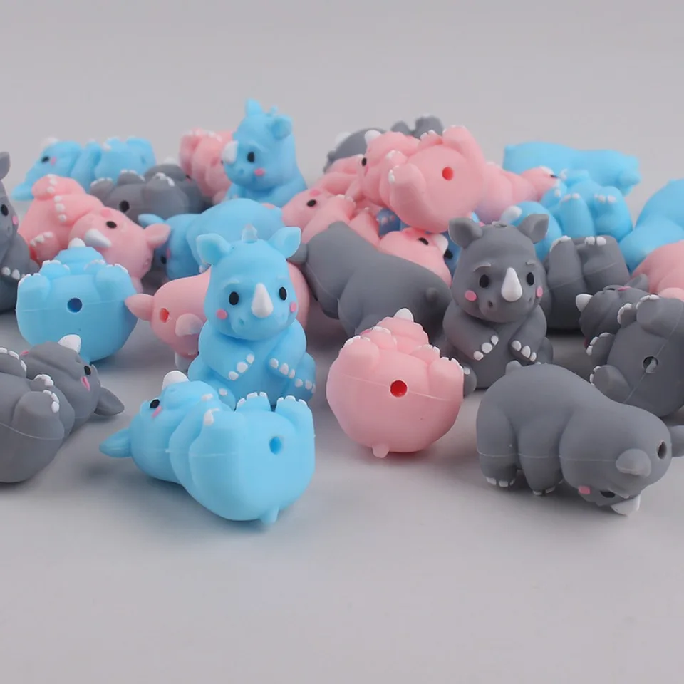 20Pcs New 3D Silicone Beads Food Grade Cartoon Focal Beads For Jewelry Making DIY Pen KeyChain Accessories Baby Silicone Beads