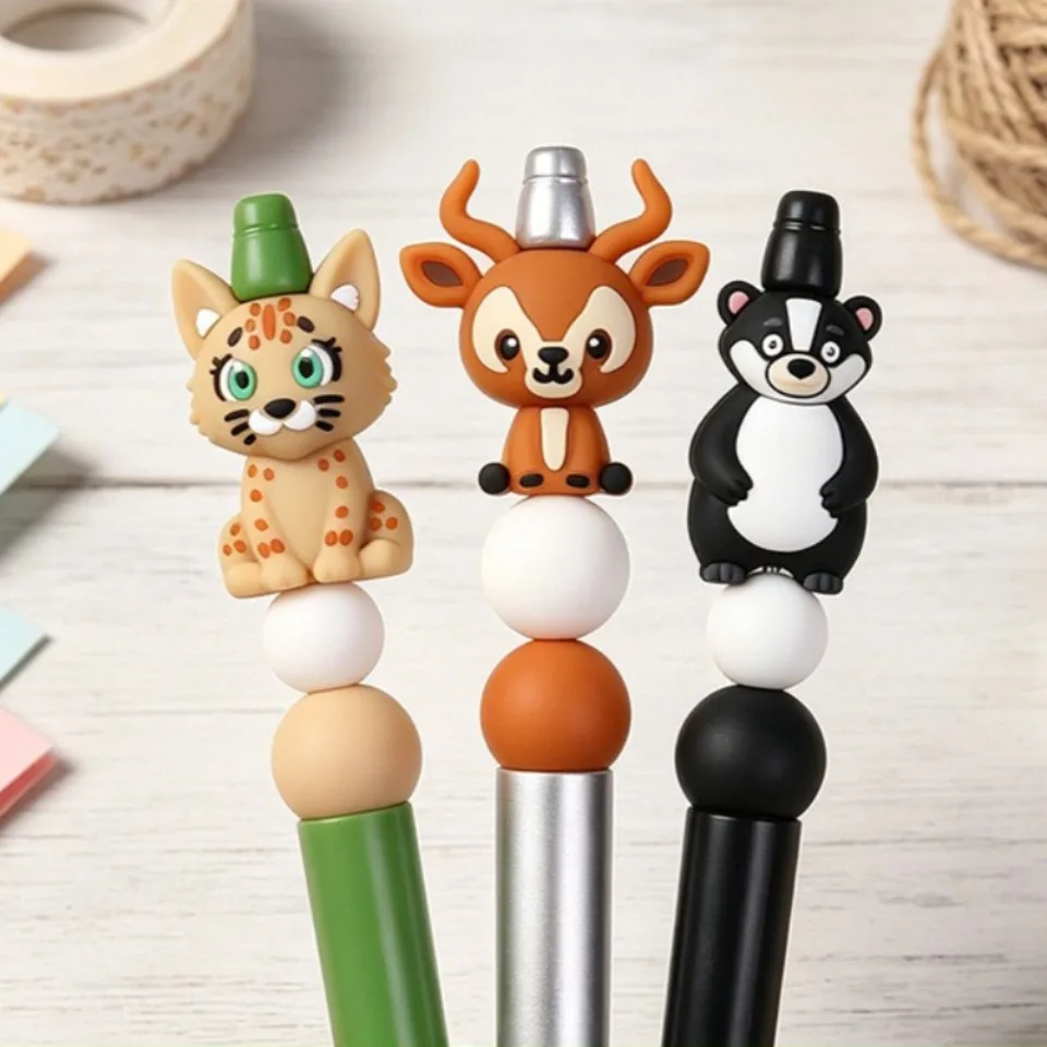 20Pcs New 3D Silicone Beads Food Grade Cartoon Focal Beads For Jewelry Making DIY Pen KeyChain Accessories Baby Silicone Beads