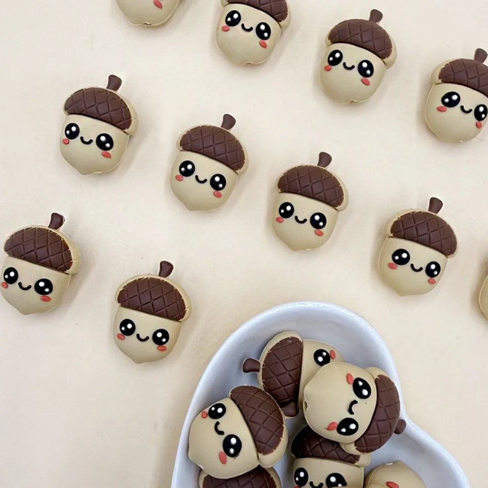 20pcs New 3D Silicone Beads Food Grade Cartoon Focal Beads For Jewelry Making DIY Pen KeyChain Accessories Baby Silicone Beads