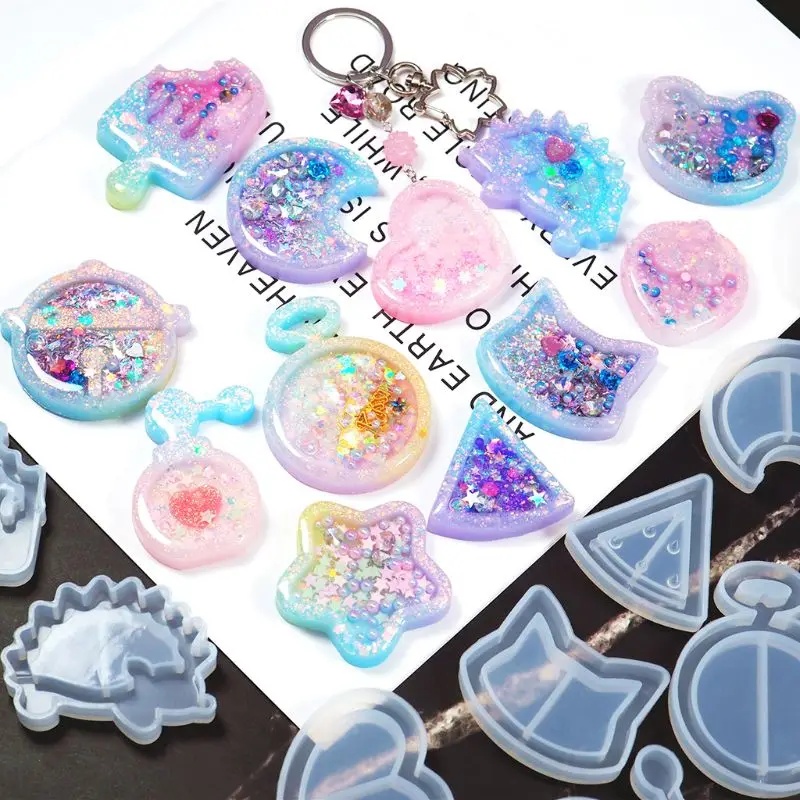 DIY Handmade Crystal Epoxy Silicone Mold UV Jewelry Pendant Resin Molds Making Crafts Tools Quicksand Star Moon Cat Model Mould