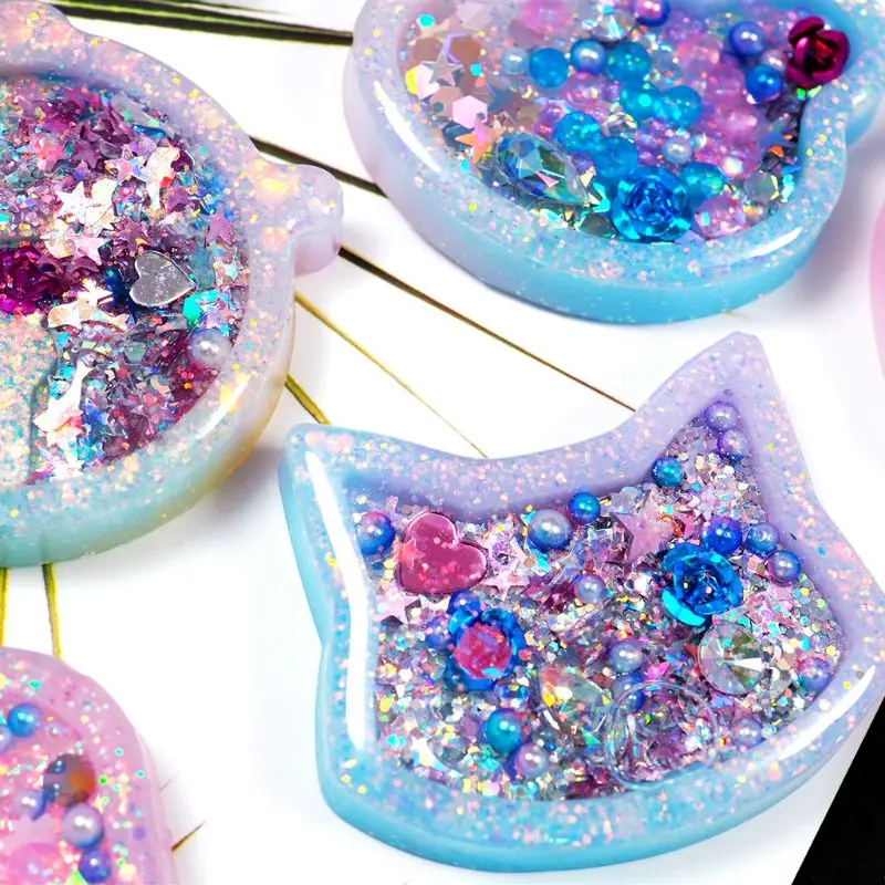 DIY Handmade Crystal Epoxy Silicone Mold UV Jewelry Pendant Resin Molds Making Crafts Tools Quicksand Star Moon Cat Model Mould