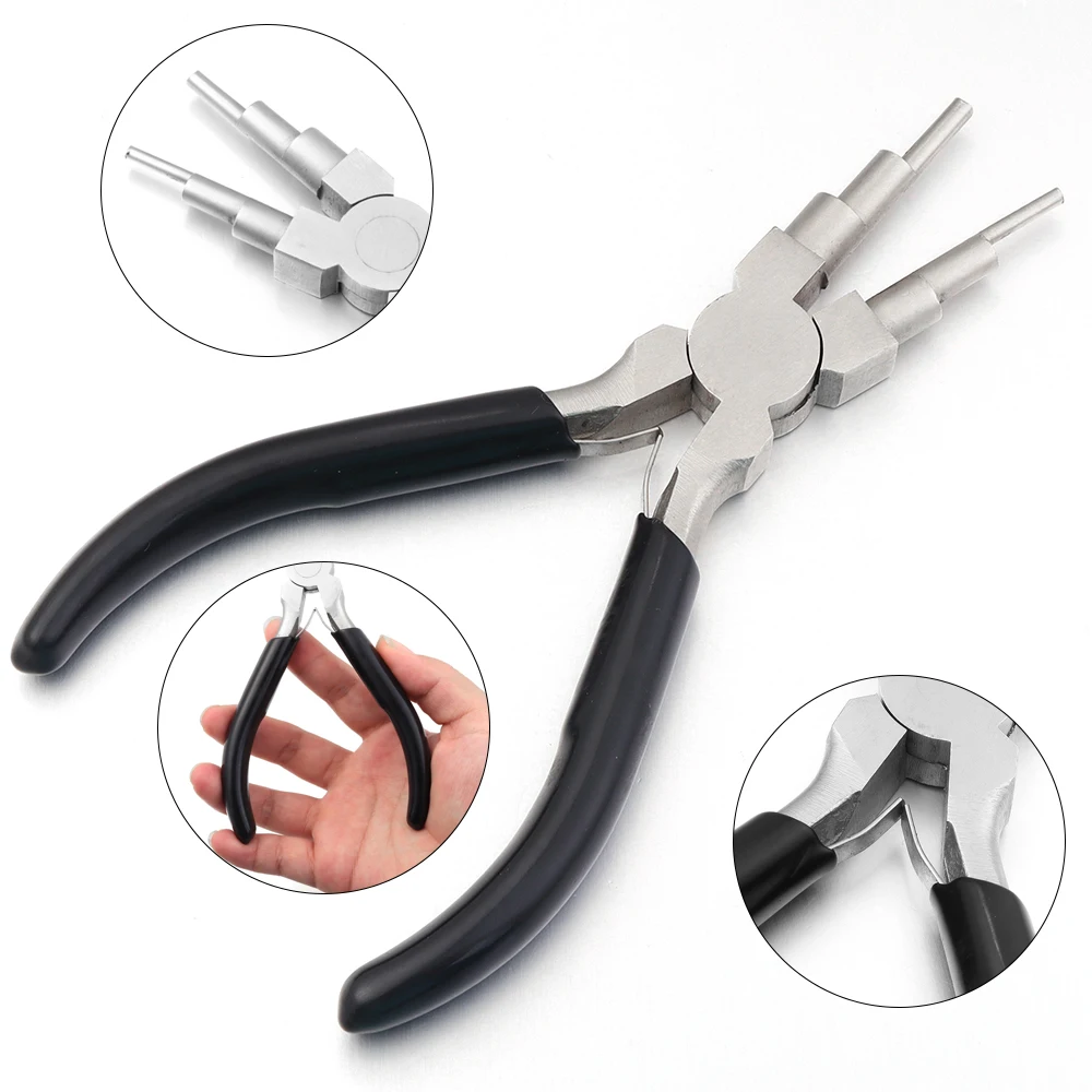1pc 6 Section Jewelry Pliers Carbon Steel Round Nose Needle Nose Pliers For Jewelry Making DIY Wire Looper Tools Accessories