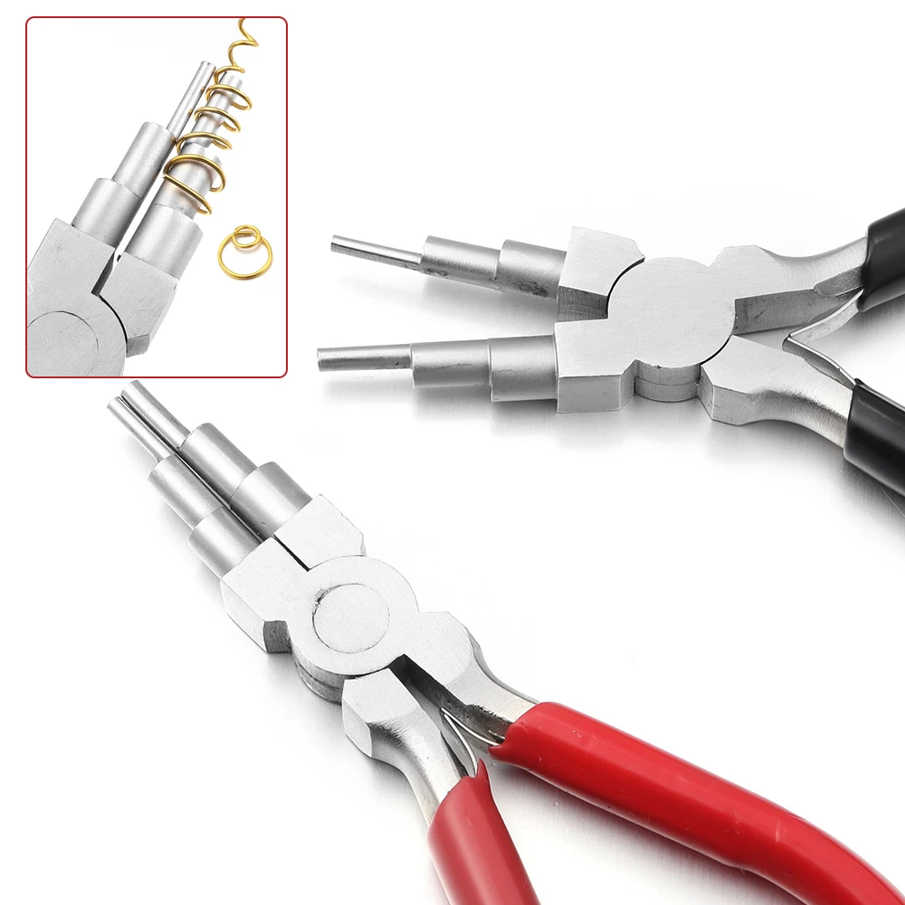 1pc 6 Section Jewelry Pliers Carbon Steel Round Nose Needle Nose Pliers For Jewelry Making DIY Wire Looper Tools Accessories