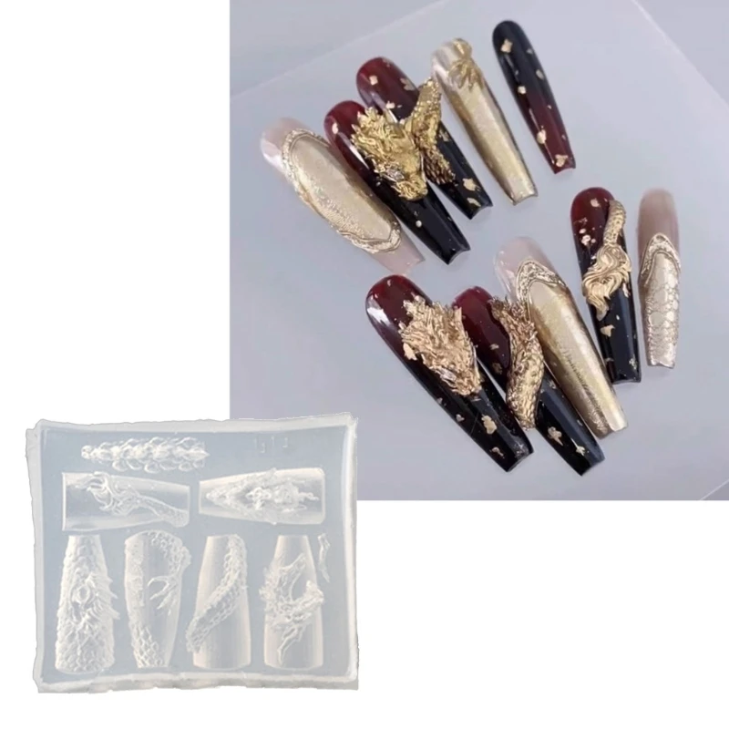 DIY Dragon Sticker Mold Creative Nails Art Mould Decorations for Manicurist