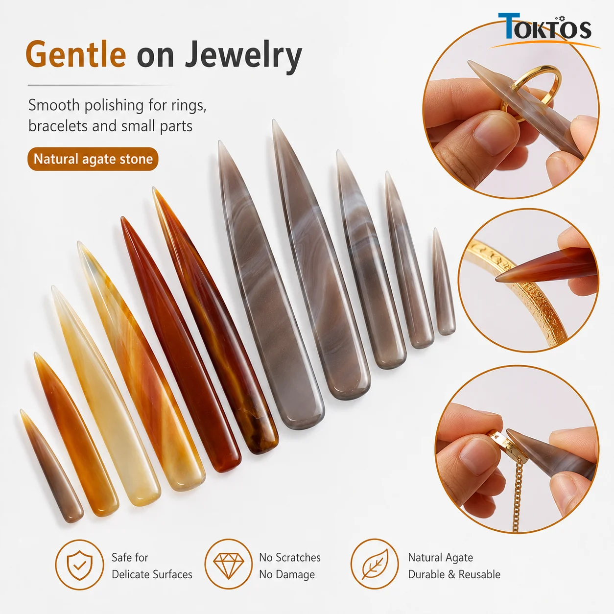 Natural Agate Knife 7-19cm Gold Silver Jewelry Polishing Burnishing Tool Gemstone Surface Finishing Hand Tool 13 Sizes
