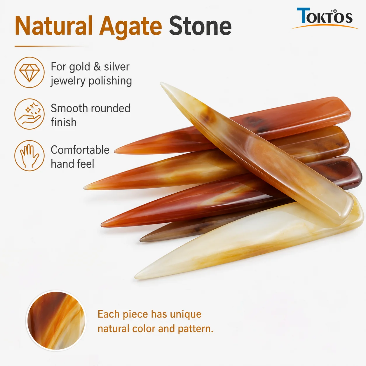 Natural Agate Knife 7-19cm Gold Silver Jewelry Polishing Burnishing Tool Gemstone Surface Finishing Hand Tool 13 Sizes