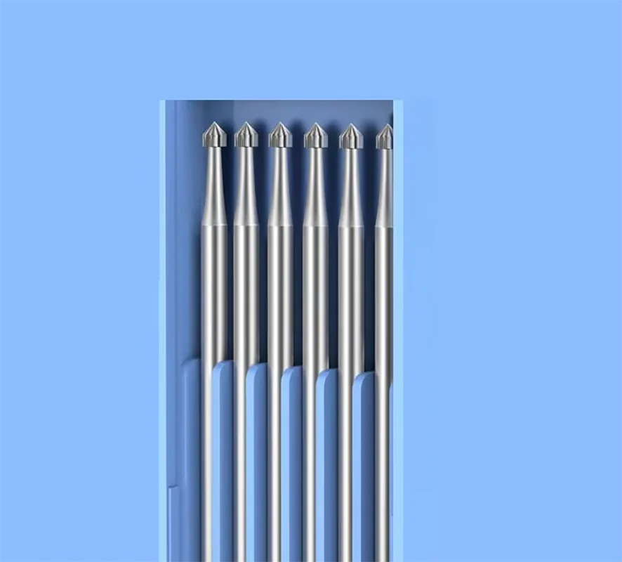 HSS Steel Wheel Bur 2.35mm Shank 6PCS Cutting Flutes Jewelry Cabochon Stone Setting Bezels Deburring Burs