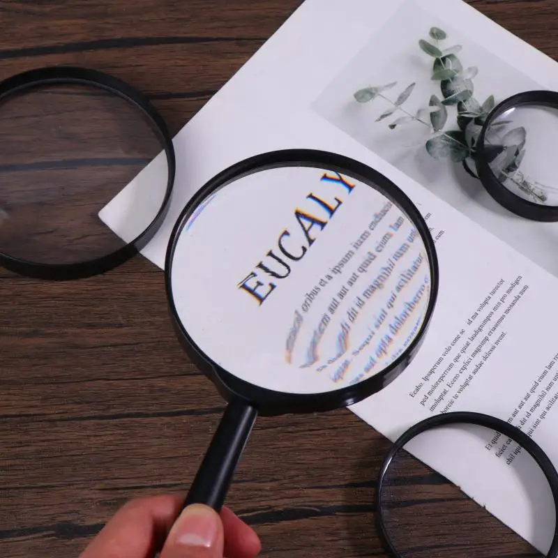 1 Piece Reading Glass Lens Magnifier 40/50/60/75/90/100mm Hand Held 5X Magnifying Loupe
