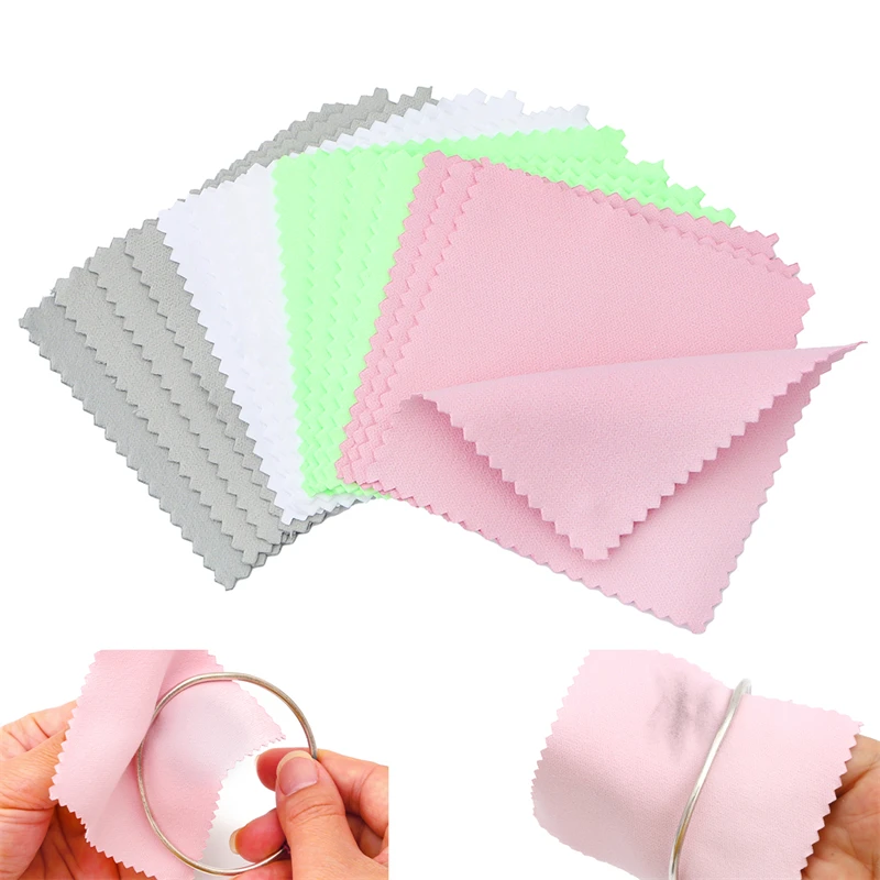 20/40pcs Silver Polish Polishing Cloth Cleaning Anti Tarnish Reusable Soft Clean Wipe Wiping Cloth For Silver Gold Jewelry Tool