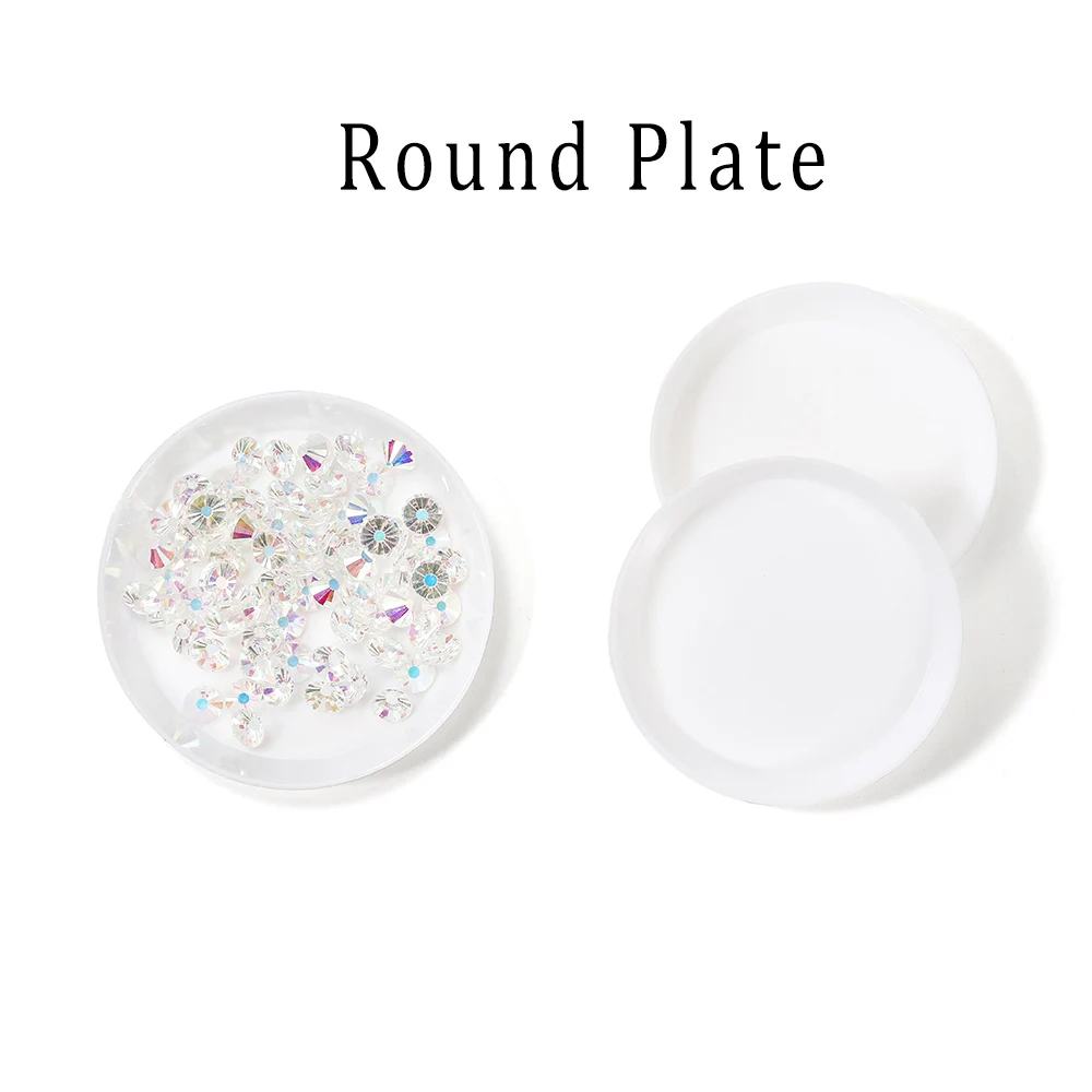 10pcs/lot Triangle Round Jewerly Boxes Rhinestone Plastic Bags Plate White Container For Bead Display Tray Handmade Supplies