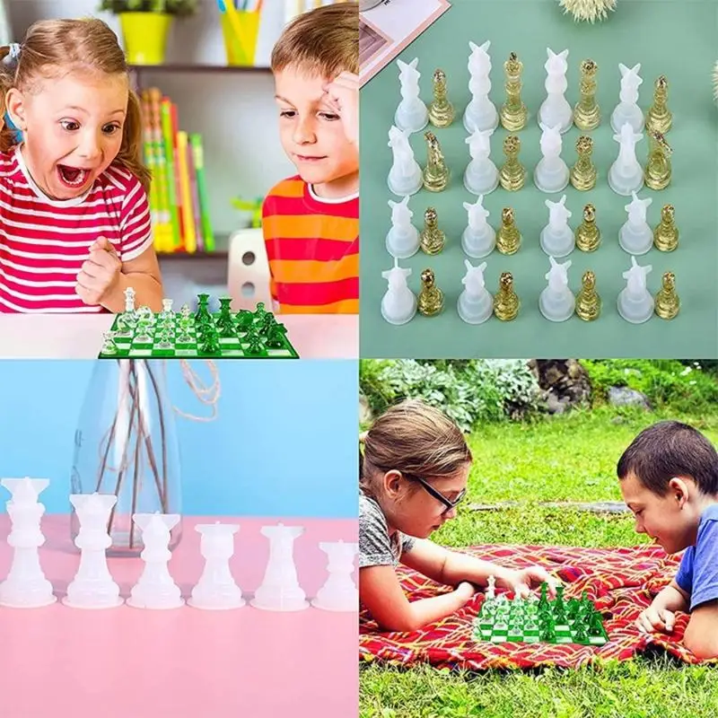 R7UF 3D International Chess Piece Mold Jewelry Resin Casing Mold Chess Shaped Chocolates Candy Baking Tools Easy to Use