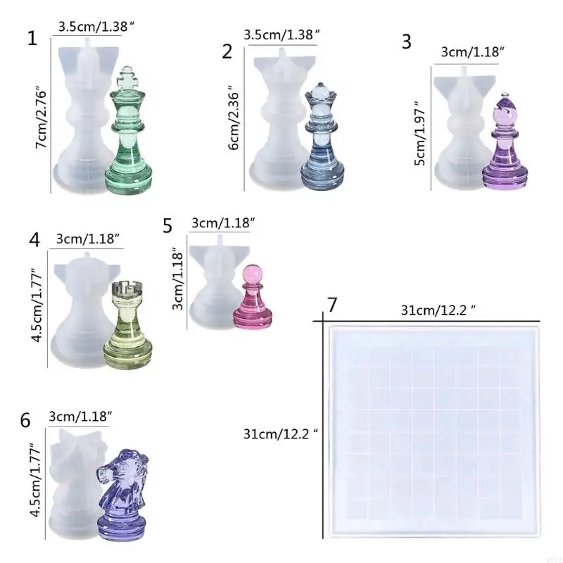 R7UF 3D International Chess Piece Mold Jewelry Resin Casing Mold Chess Shaped Chocolates Candy Baking Tools Easy to Use