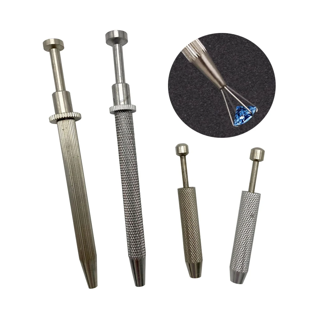 Stainless Steel Gemstone Tweezer 3/4 Claws Diamond Gems Prong Holder Professional Jewellery Beads Pick Up Tool Jewelry Tools
