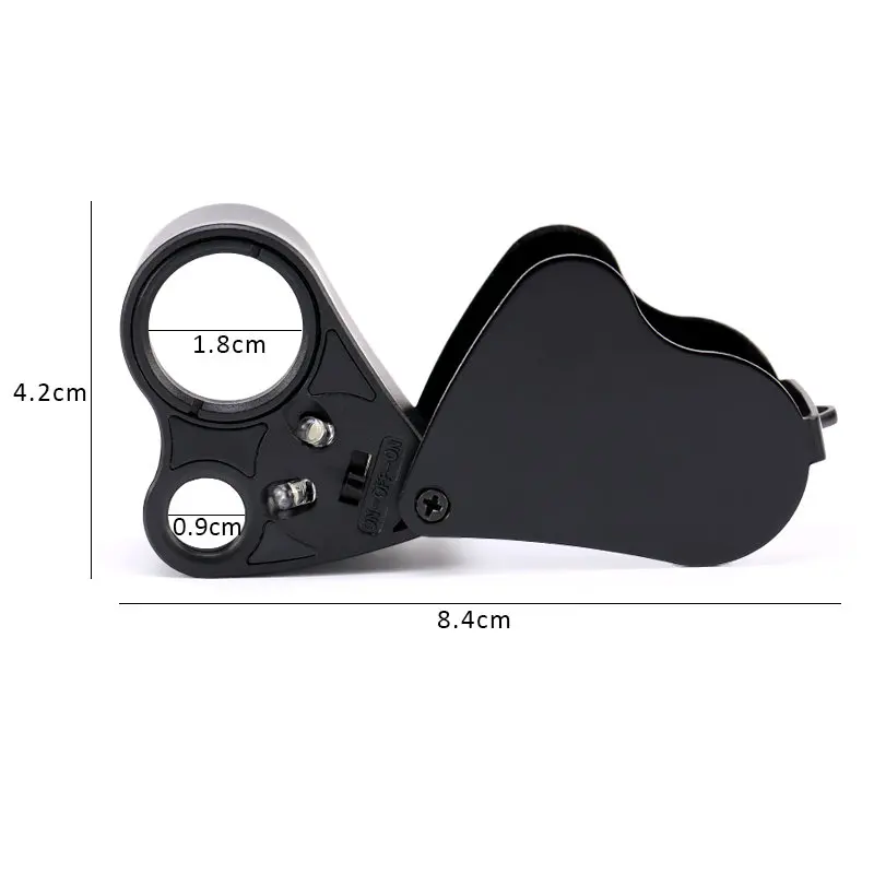 30X 60X Illuminated Jewelers Eye Loupe Magnifier Foldable Jewelry Magnifier With LED Light For Gems, Jewelry, Coins, Stamps
