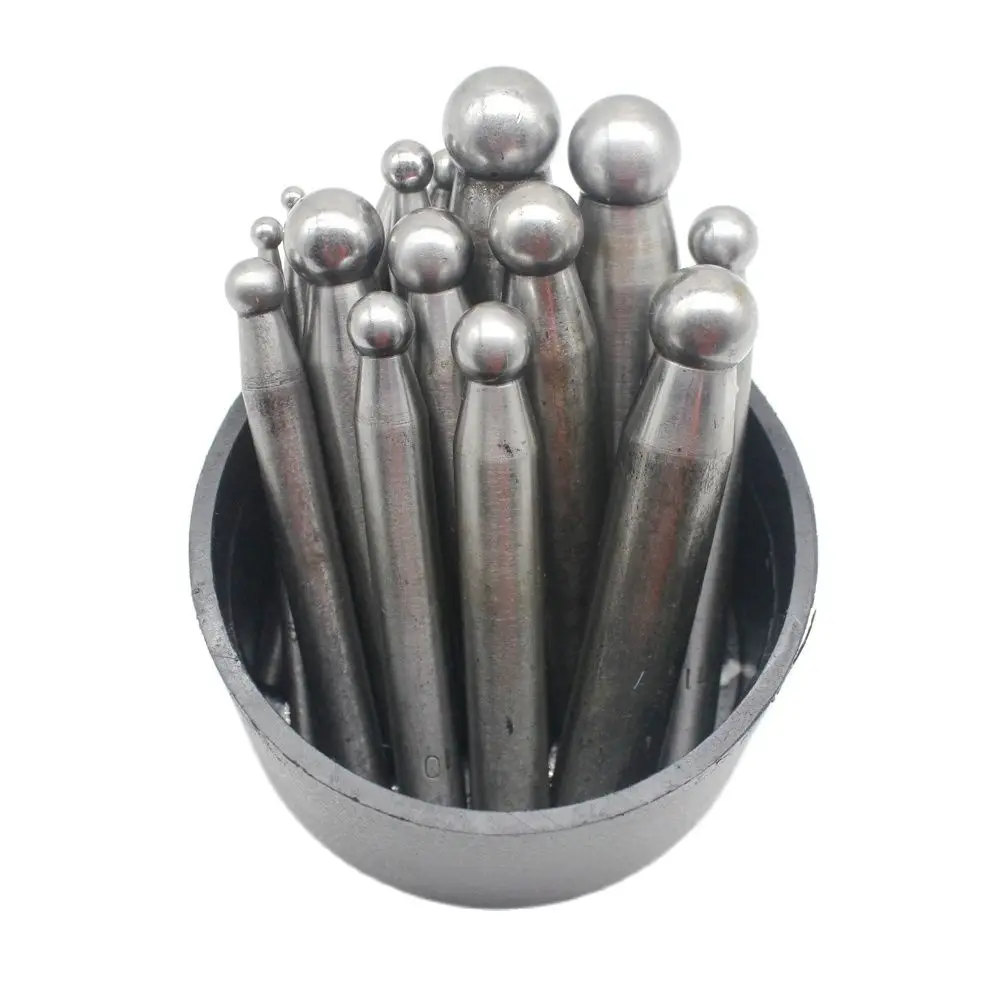 15pcs Steel Dapping Punches Jewelers Metalworking Shaping Forming Chasing Tools