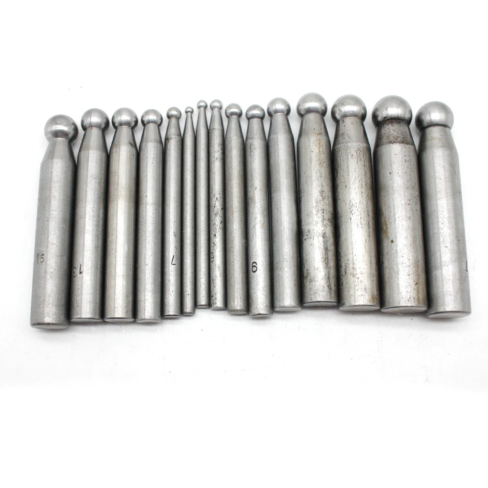 15pcs Steel Dapping Punches Jewelers Metalworking Shaping Forming Chasing Tools