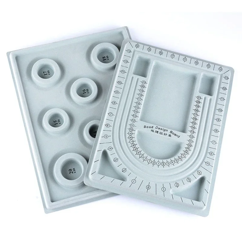 2Pcs Gray Flock Beads Tray Design Boards DIY Beading Bracelet Tools Jewelry Storage Box Tray Diy Jewelry Making
