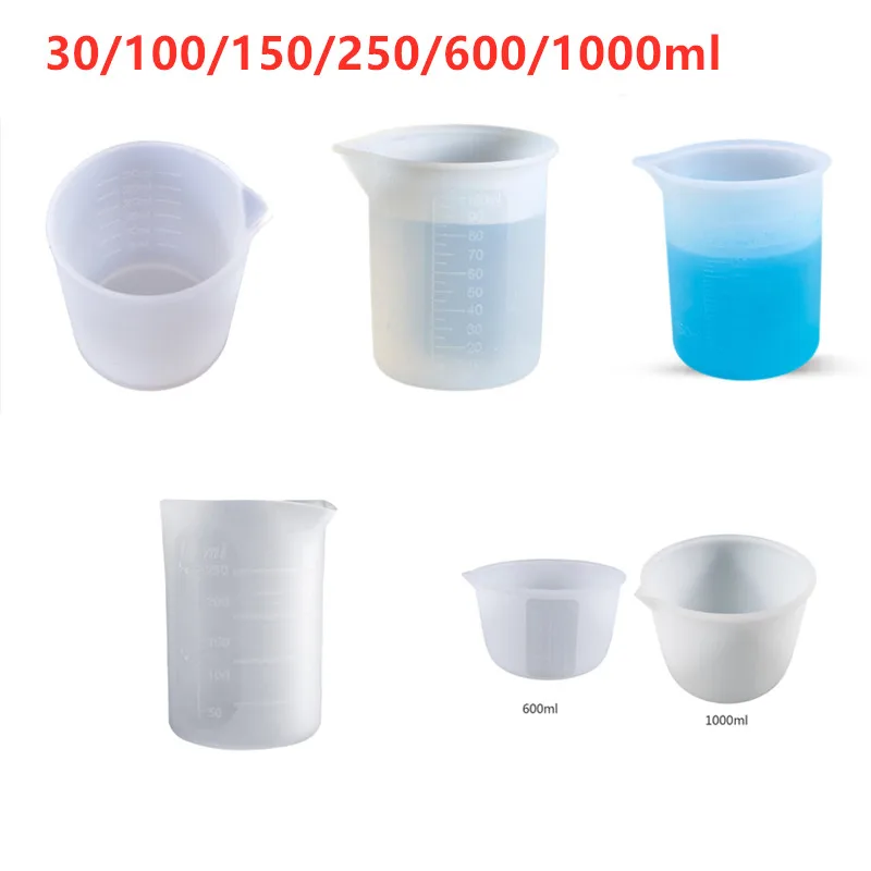 30/100/150/250/600/1000ML Silicone Measuring Cup with Scale DIY Jewelry Making Tools Crystal Epoxy Resin Mixed Measure Cup Tools